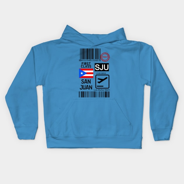 San Juan Puerto Rico travel ticket Kids Hoodie by Travellers